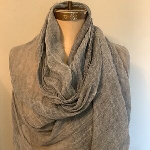 Italian Grey Gauze Linen Scarf/ Shawl- New